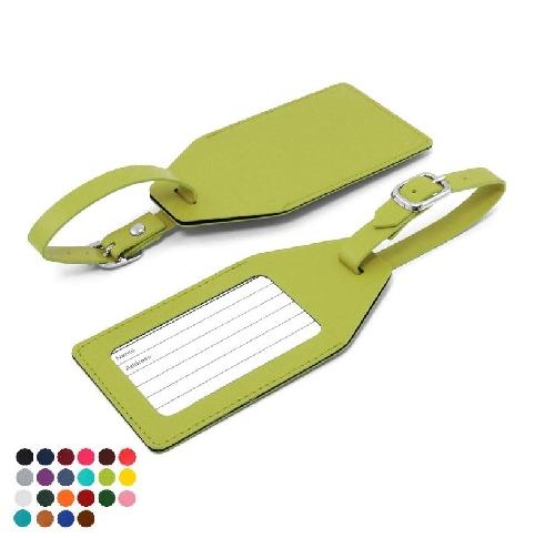 Branded Belluno PU Angled Luggage Tags With Window & Printed Address Card